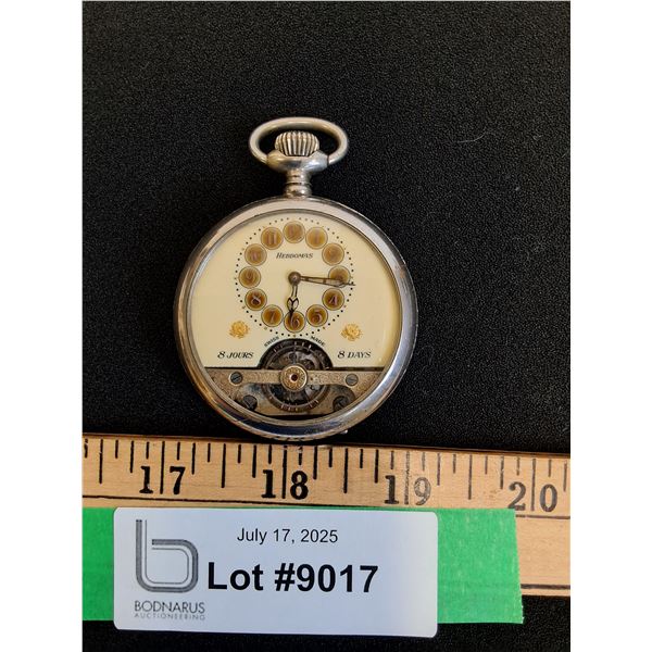 ^ Antique Hebdomas 8 Day Swiss Made Pocket Watch - Works