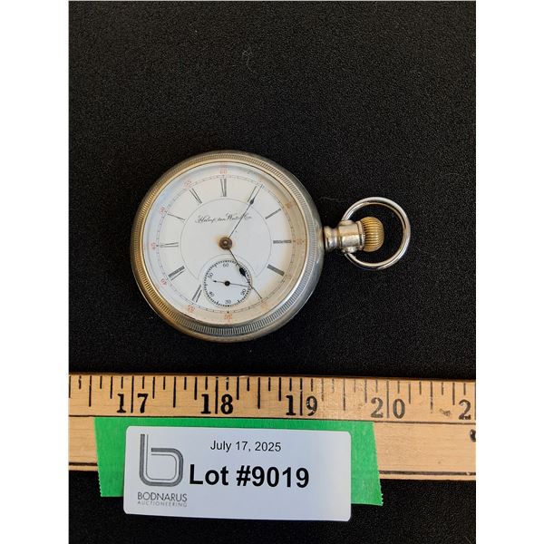 ^ Antique Hampden - The Dueber Style Pocket Watch - Runs
