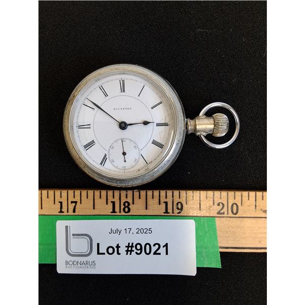 ^ Antique Rockford Watch Co. - Train Engraving on Back - Needs Cleaning
