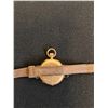 Image 3 : ^ Vintage Small Pocket/Wrist Watch - 14K Gold & Leather Strap - Needs Glass Cover - As Is