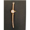 Image 5 : ^ Vintage Small Pocket/Wrist Watch - 14K Gold & Leather Strap - Needs Glass Cover - As Is