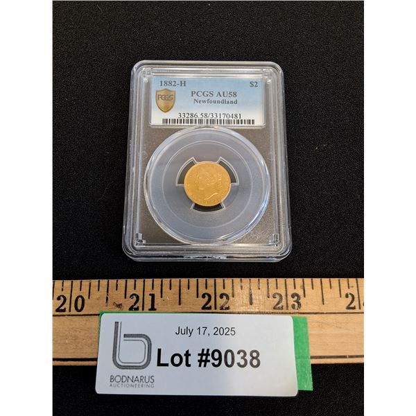 ^ Newfoundland Two Dollar 1882 Gold Coin - Graded