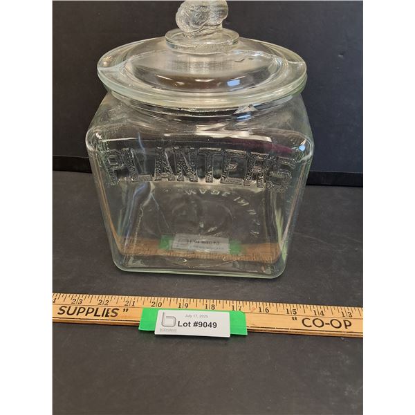 Vintage Glass Planters Peanut Jar- 7" x 9" -Lid Cracked