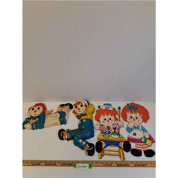 (4) Raggedy Anne Wall Decor - 13" Long