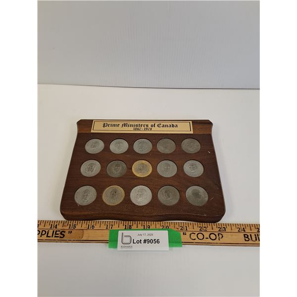 Canadian Prime Minsters Coin Collection in Wooden Wall Plaque - 9" x 7"