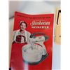 Image 7 : Vintage Sunbeam Mix Master w/Accessories & Milk Glass Bowls - Powers On - Has Manual