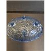 Image 3 : Indiana Blue Glass Garland Pattern Oval Footed Fruit Bowl - 12" x 9" x 4"