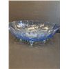 Image 4 : Indiana Blue Glass Garland Pattern Oval Footed Fruit Bowl - 12" x 9" x 4"