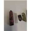 Image 2 : (5) Crystal Wands: Flourite, Rhodonite, Quartz, Misc