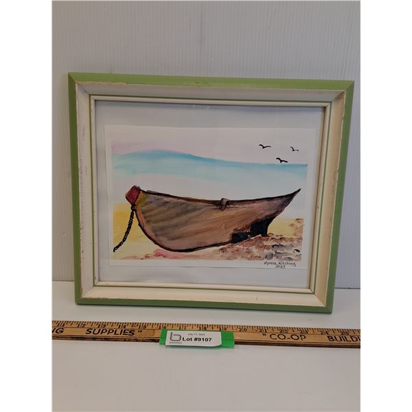 Watercolor Fishing Boat Picture in Frame - 14" x 12"