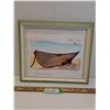 Image 1 : Watercolor Fishing Boat Picture in Frame - 14" x 12"