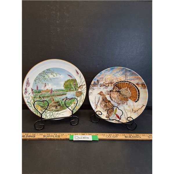 (2) Collector Plates: Royal Worchester (Mallard Ducks) & Knowles (Grouse) w/Holders