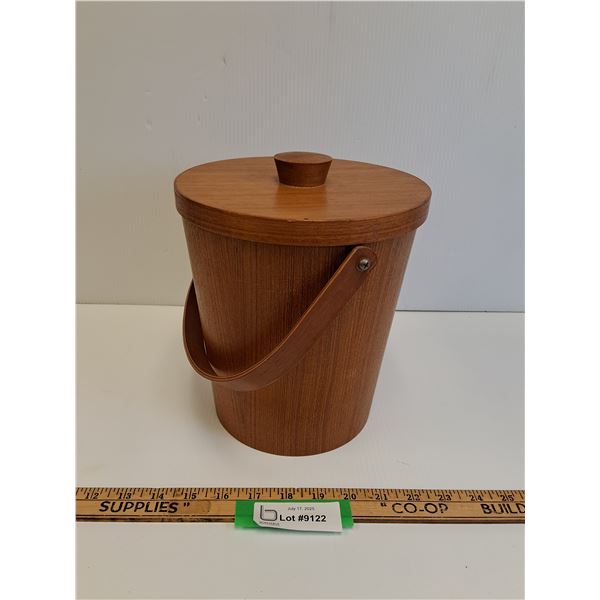 Vintage Bentwood & Metal Ice Bucket - 10" x 8"