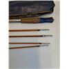 Image 4 : Vintage Wood Fishing Pole w/Carrying Case & Extra Tip Sections  - 33" Long Folded & 98" Long Togethe