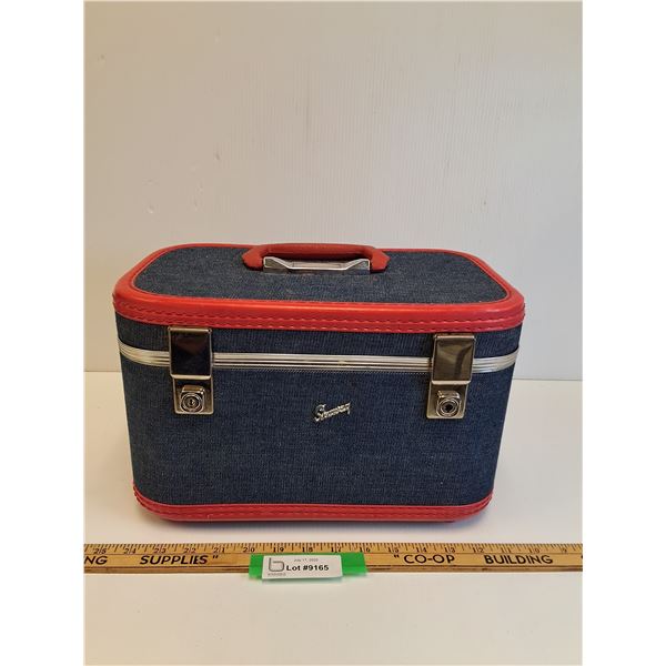 Skyway Vintage Denim & Red Vinyl Trim Travel Case - 14" x 9" x 9"