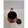 Image 3 : Vintage Copper & Brass Milk Jar w/Handle & Lid - 8" x 4"