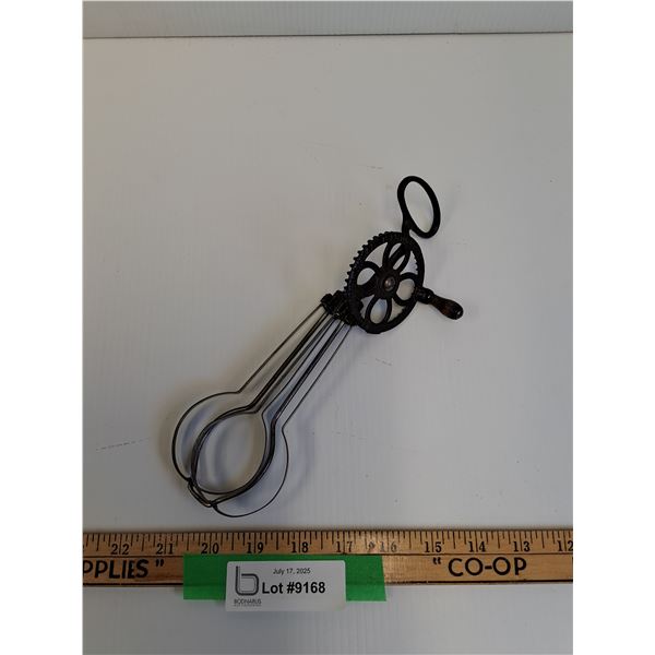 Antique Holt Lyon Egg Beater/Hand Mixer - 9.5" Long