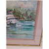 Image 3 : Watercolor Coastal Dock Scene Painting in Metal Frame - Artist G. Rogers - 20" x 16"
