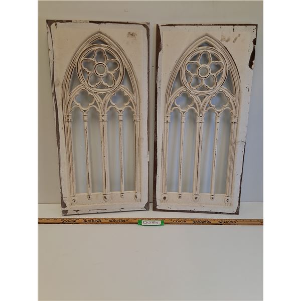(2) Vintage Style Decorative Inserts - 25" x 12"