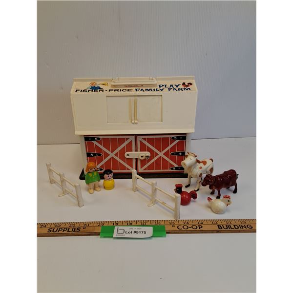 Vintage Fisher Price Children's Play Toy Barn & Animal Set