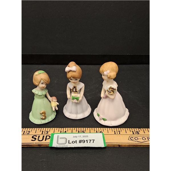 (3) Enesco Birthday Girl Figurine - Three, Four, Five (Three Has Damaged Arm)