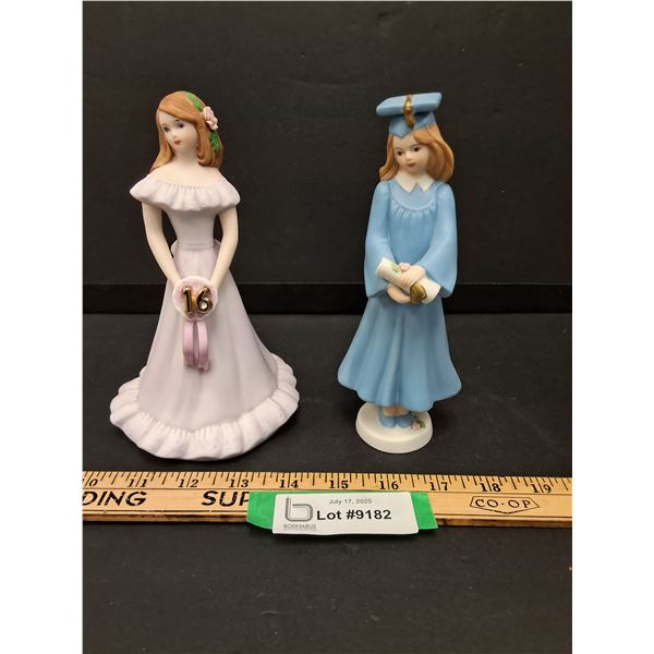 (2) Enesco Birthday Girl Figurine - Sixteen & Graduation