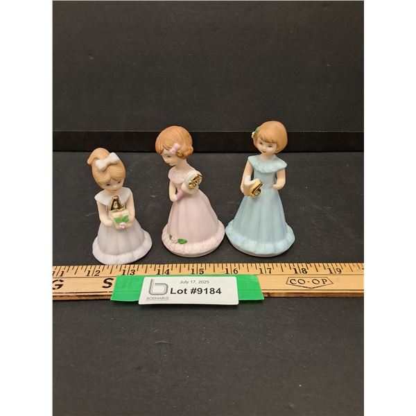 (3) Enesco Birthday Girl Figurine - 4, 5, 6 Years