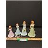 Image 1 : (4) Enesco Birthday Girl Figurine - 9, 10, 14, 15 (14, 10, 9 Have Broken  Arms )