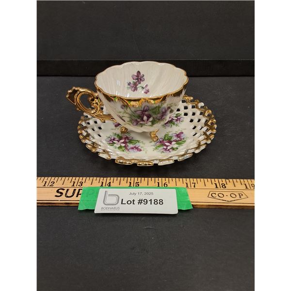 Vintage Three-Legged Tea Cup & Saucer Set - Made in Japan