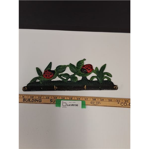 Vintage Ladybug Cast Iron Key Holder - 12"  x 4.5"