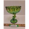 Image 1 : Vintage Indiana Carnival Glass Green Compote Tulip Blossom Pedestal Dish - 7" x 6"