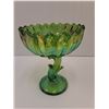 Image 2 : Vintage Indiana Carnival Glass Green Compote Tulip Blossom Pedestal Dish - 7" x 6"