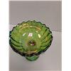 Image 3 : Vintage Indiana Carnival Glass Green Compote Tulip Blossom Pedestal Dish - 7" x 6"