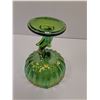 Image 4 : Vintage Indiana Carnival Glass Green Compote Tulip Blossom Pedestal Dish - 7" x 6"