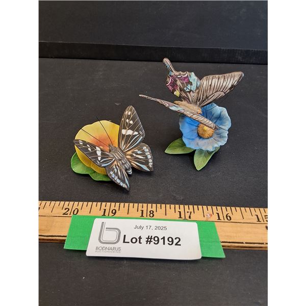 (2) Franklin Mint Collection Butterfly Porcelain Figurines