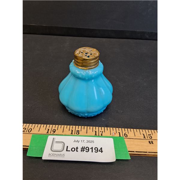 Vintage Dithridge Co Blue Milk Glass Salt Shaker - 3" x 2.5"