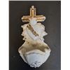 Image 2 : Antique Porcelain Religious Holy Water Font - 7" x 3.5"