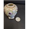 Image 2 : Vintage Violet Floral Pattern Porcelain Jar w/Lid - 4" x 3"