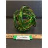 Image 1 : Art Glass Green & Yellow Spiral - 6" Diameter