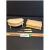 Image 1 : French Ivory Set: (2) Vanity Trinket Boxes & (2) Nail Tools