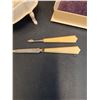 Image 2 : French Ivory Set: (2) Vanity Trinket Boxes & (2) Nail Tools