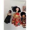 Image 2 : (6) Vintage Blinking Eye Dolls From Around the World & Asian Figurine Display Set