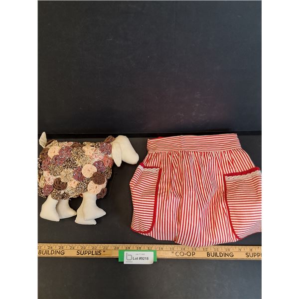 Penny Quilting Sheep & Red Stripe Vintage Style Apron
