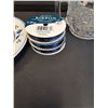 Image 3 : Blue Delft Plate ( 8" Diameter), (3) Blue Ribbon Spools, Bryce Higbee Pressed Glass Spoon Spooner Di