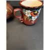 Image 3 : (3) Brown Drip Glaze Pottery Items - (2) Mugs & (1) Vase, SASA Pottery Ashtray