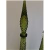 Image 2 : (2) Vintage Italy Empoli Green Glass Hobnail Genie Bottle Decanter - 22" Tall