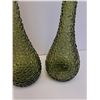 Image 3 : (2) Vintage Italy Empoli Green Glass Hobnail Genie Bottle Decanter - 22" Tall