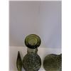 Image 5 : (2) Vintage Italy Empoli Green Glass Hobnail Genie Bottle Decanter - 22" Tall