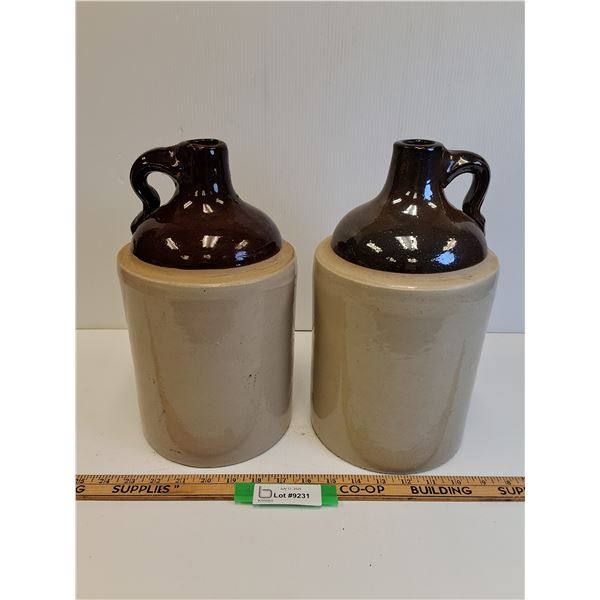 (2) Stoneware Crock Jugs - 13" x 7"