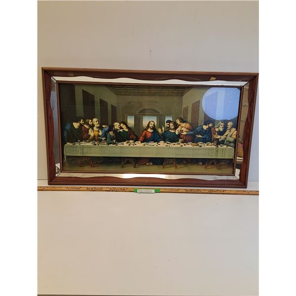Jesus's Last Supper Picture in Wooden Frame - 31" x 17" - CANNOT SHIP